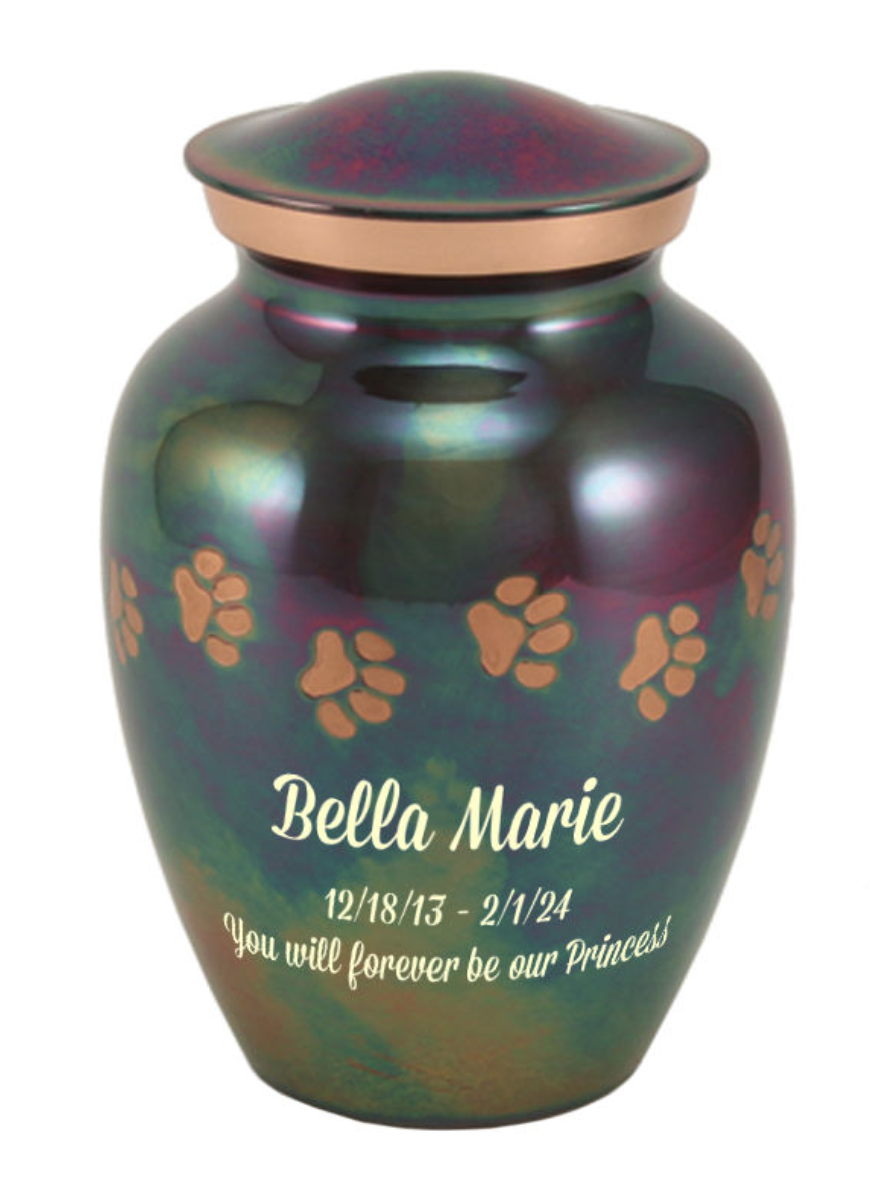 Classic Paw Pet Urn - Raku (with personalization)