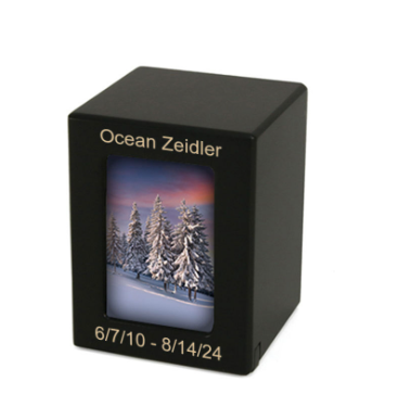 Petite Photo Urn for pets up to 30 lbs - multiple finishes (with personalization)