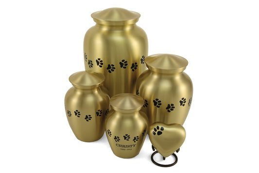 Classic Paw Pet Urn - Brass (with personalization)