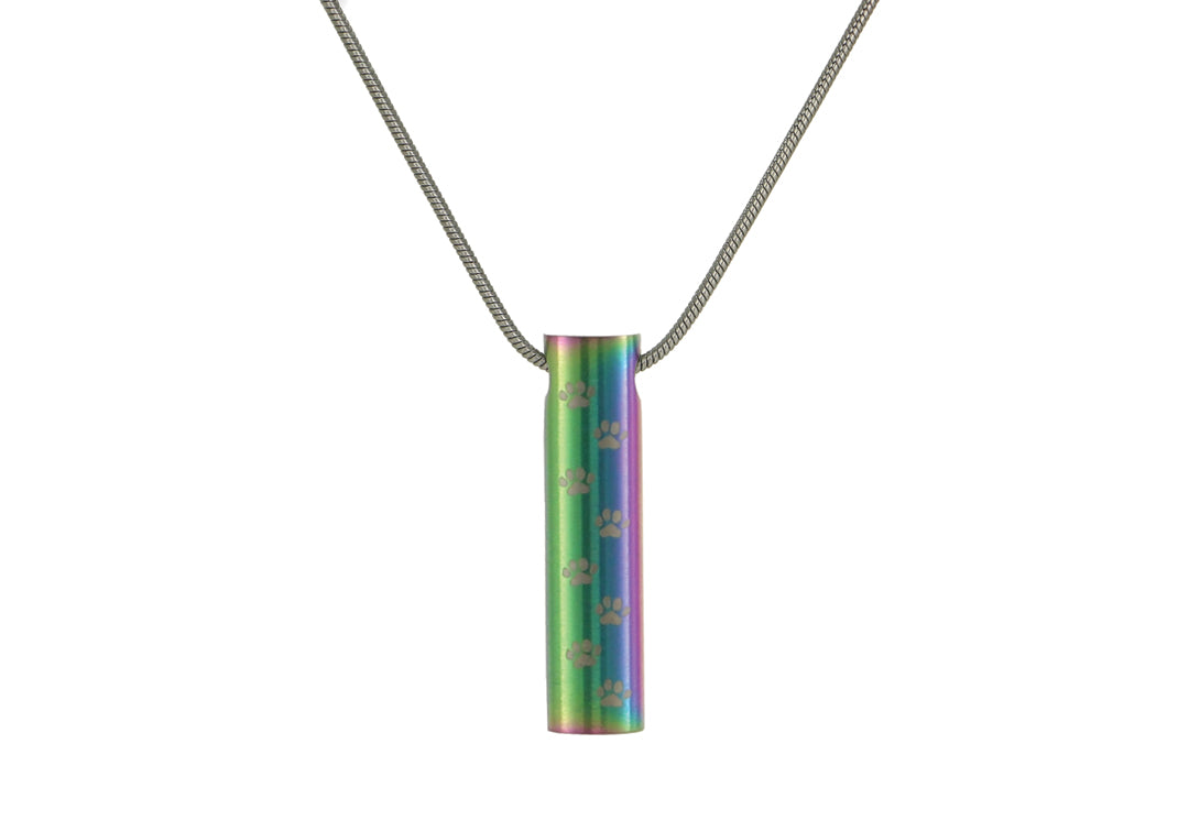 Necklace - Cylinder - Pawprints - With Personalization