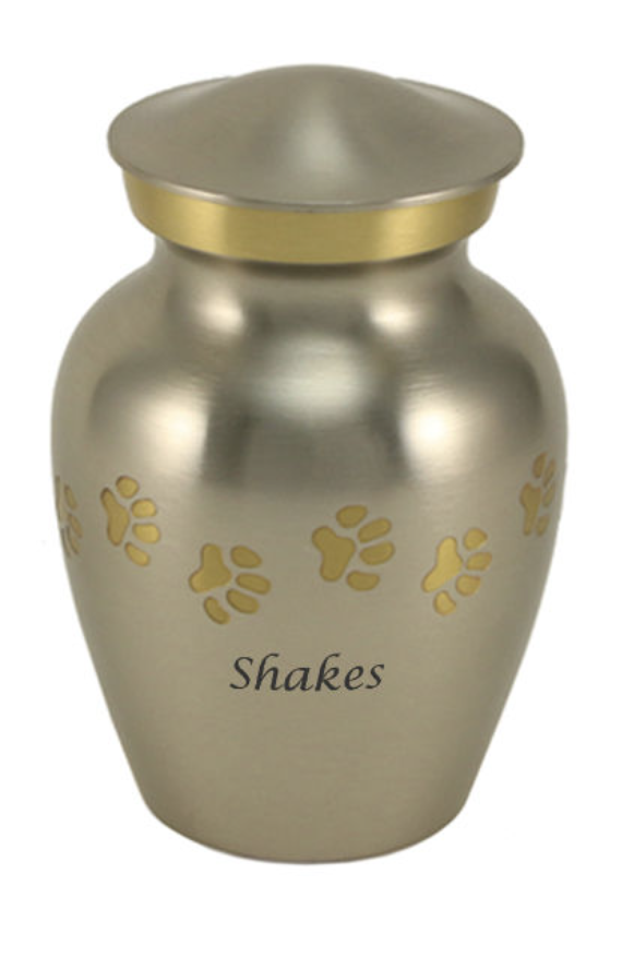 Classic Paw Pet Urn - Pewter (with personalization)