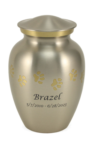 Classic Paw Pet Urn - Pewter (with personalization)