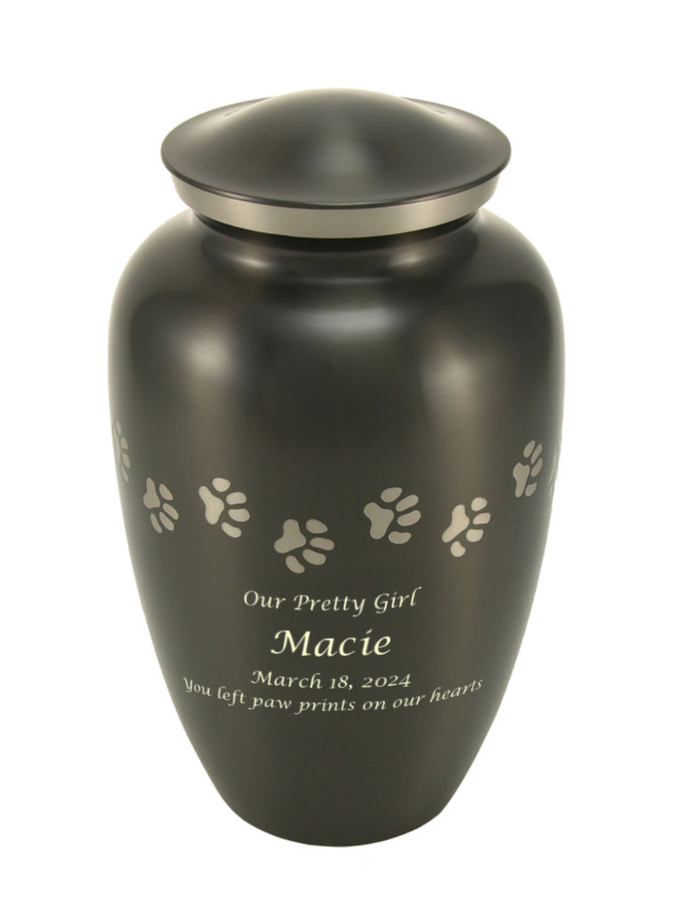 Classic Paw Pet Urn - Slate (with personalization)